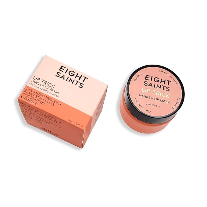 Eight Saints Lip Trick Vanilla Lip Mask, Lip Gloss Treatment for Full, Soft Lips, Plumping, Hydrating, and Wrinkles, with Vitamin E, Amino Acids, and Coconut Oil, 0.5 Ounces