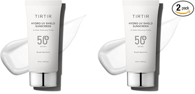 TIRTIR Hydro UV Shield Sunscreen | SPF 50+ Broad Spectrum UVA UVB Korean No White Cast Face Sunblock, 1.69 Fl Oz (Pack of 2)