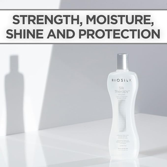 BioSilk Silk Therapy Original, Reconstructing Leave-In Hair Treatment, Adds Shine, Smooths & Prevents Split Ends, Sulfate-Free, Paraben-Free, Cruelty-Free, 12 Oz