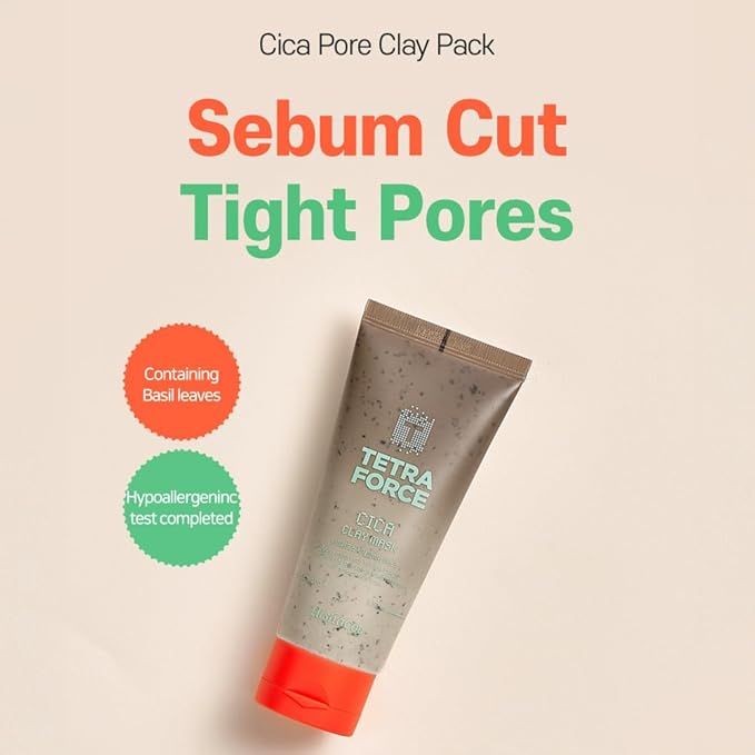 Elishacoy | TETRAFORCE Cica Clay Mask – Pore Tightening & Sebum Control Clay Mask with Cica Complex, Gentle Exfoliating & Soothing Care (3.52 oz / 100g)