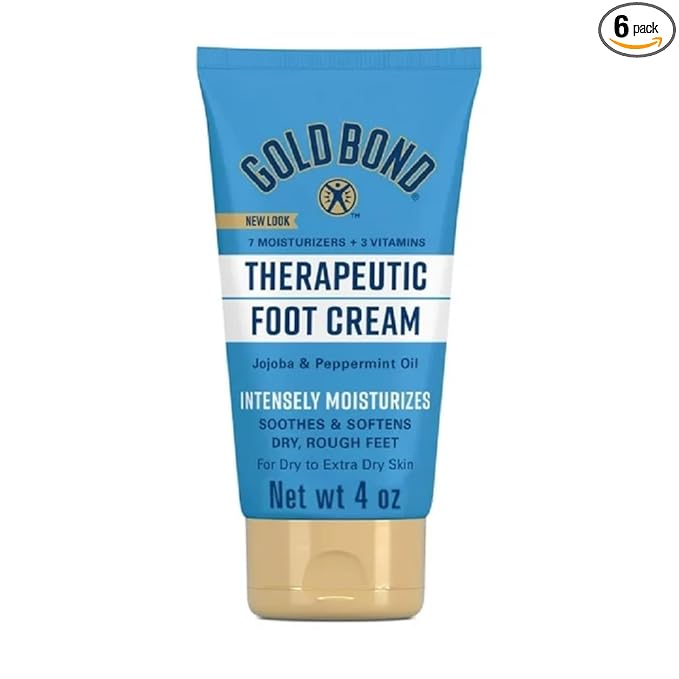 Gold Bond Therapeutic Foot Cream, Jojoba & Peppermint Oil, 4 Oz (Pack of 6) - Presentation May Vary.