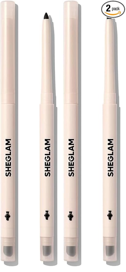 SHEGLAM Gel Glide Eyeliner Pencil Creamy Waterproof Smudgeproof Longwearing Eyeliner-Black (Pack of 2)