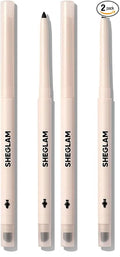 SHEGLAM Gel Glide Eyeliner Pencil Creamy Waterproof Smudgeproof Longwearing Eyeliner-Black (Pack of 2)