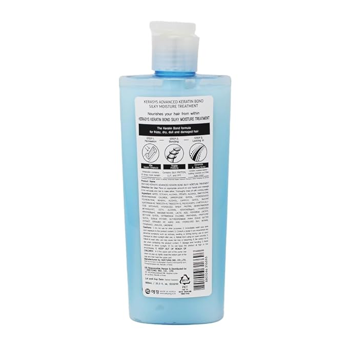 Kerasys Advanced Keratin Bond Silky Moisture 20.2 fl oz / 600 ml (1-Pack, Treatment), Blue