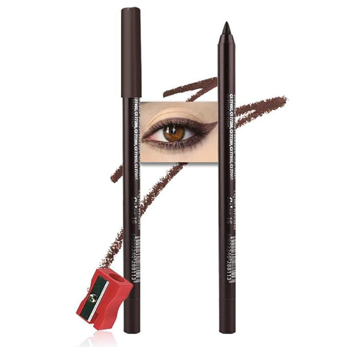 Kaely Gel Eyeliner Pencil for Women, Brown Eye Liner Waterproof Smudge Proof with Sharpener, Waterline Eye Makeup Liners, delineador de ojos contra el agua, Vegan & Cruelty-Free, 16