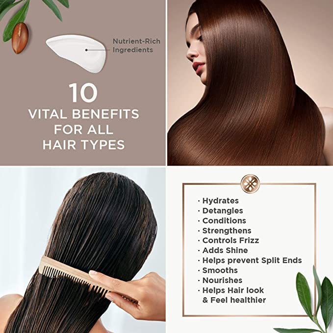 ARGAN MAGIC Hair Care Essentials Trio - Shine Boosting Shampoo | Moisturizing Conditioner | 10 in 1 Leave in Spray | Restores Shine & Elasticity | Hydrates | Detangles, (32 oz / 8 oz)