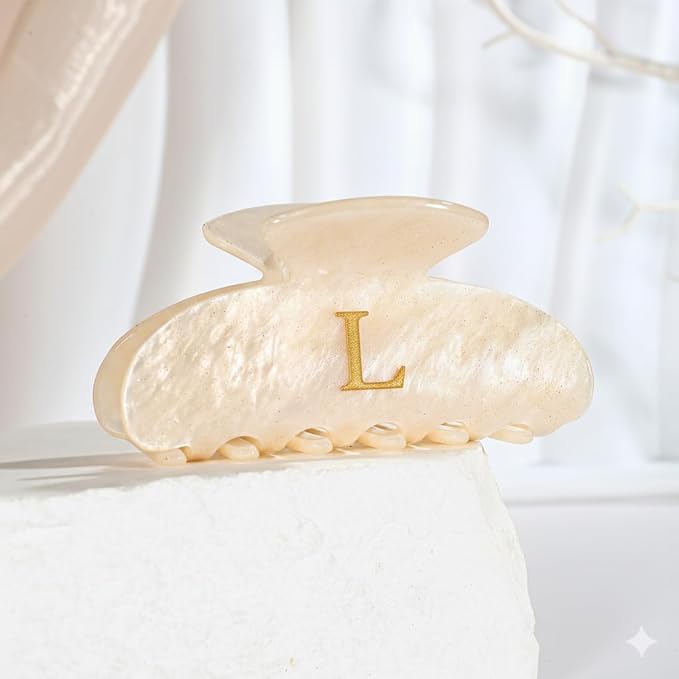 Acrylic Letter Hair Clips For Women Alphabet Hair Claw Initial Hair Clip Fashion Glitter Chic Monogram Claw Clip Hair Accessory Large Hair Clips L