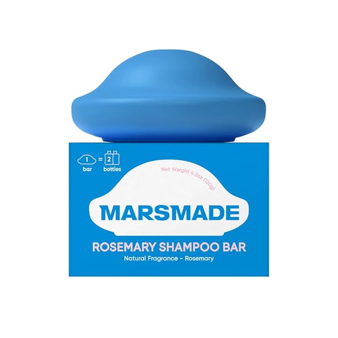 MARS MADE Rosemary Shampoo Bar 2.0 - Hydrating & Moisturizing Natural Hair Soap Bar Shampoo for Hair Volume & Scalp Nourishment - Bathing Soap Solid Shampoo for All Hair Types (120g, 4.23oz)