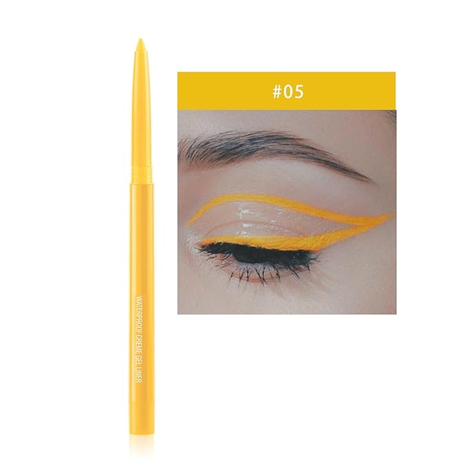 Eyeliner Pencil, Waterproof Eyeliner Long-lasting, Yellow Eyeliners, High-Pigmented Colorful Eyeliners Easy To Use Eye Liner Pen for Women, Yellow