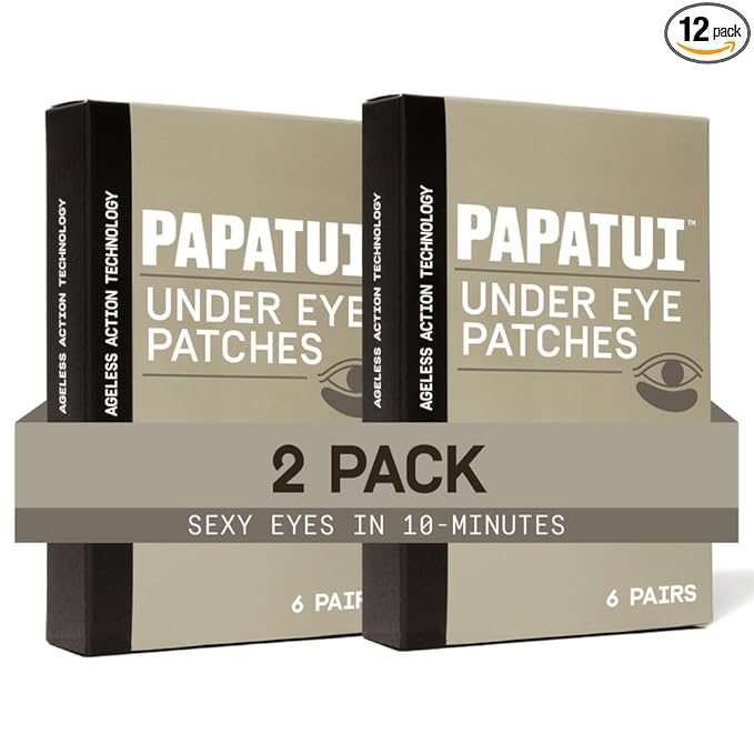Papatui by Dwayne Johnson Fast-Acting Under Eye Patches for Men | Ageless Action to Reduce Puffiness, Dark Circles and Fine Lines | Made with Niacinamide, Hyaluronic Acid, Caffeine | 6ct (Pack of 2)