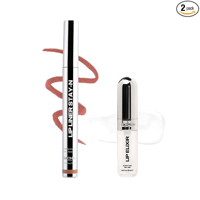 Sacheu Lip Liner STAY-N Peel Off Lip Stain — Long Lasting Waterproof Lip Tint with Hyaluronic Acid & Vitamin E — Transfer Proof Matte Finish, Vegan & Cruelty-Free (p-INKED & Bunny Ear)