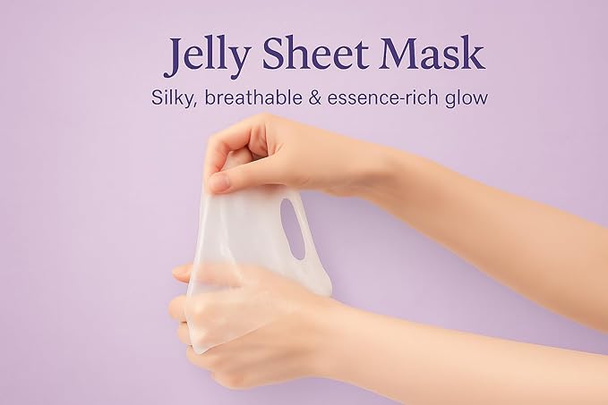 Hydrating Jelly Sheet Mask, Korean Face Mask, Deep Moisture & Glass Skin Glow, Brightening & Soothing for Dry and Dull Skin