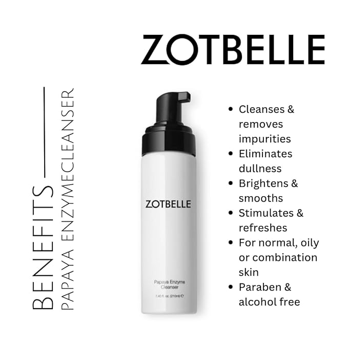 ZOTBELLE PAPAYA ENZYME CLEANSER A Gentle Foaming Cleanser with Papaya Extract. Removes Impurities & Dull Surface Cells, Giving a Brighter and Smoother Complexion.