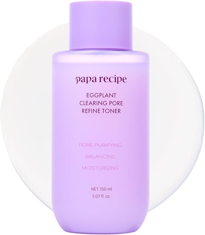 Papa Recipe Eggplant Clearing Pore Refine Toner (5.07 fl oz/150 ml) - 2% Niacinamide & Ceramides, Lightweight Milky Toner, Smooths Texture, Balances Oil & Hydration, Low-Irritation, Korean Skincare