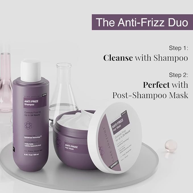 Bare Anatomy Anti Frizz Hair Mask | 250ml | Powered By Hyaluronic Acid & Fatty Acids | For Deep Conditioned & Frizz Free Hair | Sulphate & Paraben Free | Women & Men