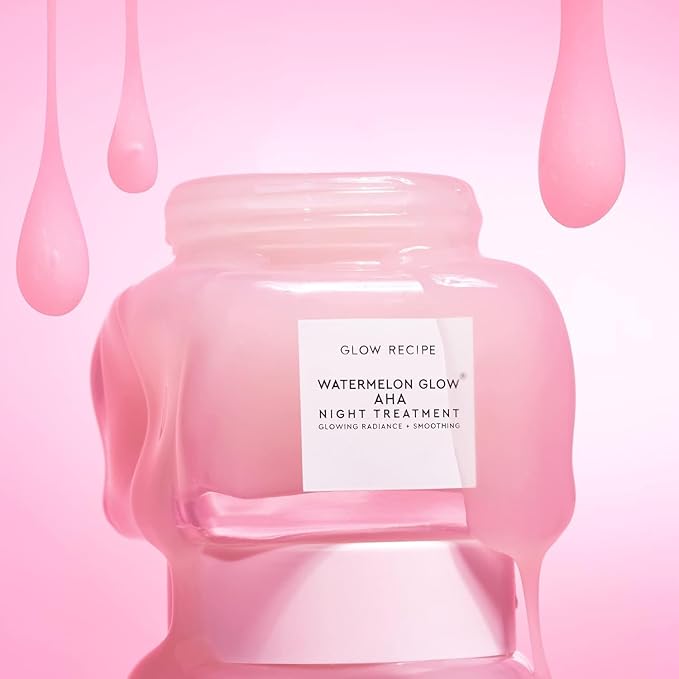 Glow Recipe Watermelon Glow AHA Night Treatment, Travel Size Overnight Mask, AHA Exfoliating Treatment with Glycolic + Lactic Acid, Hyaluronic Acid + Niacinamide, Smooth Even Tone Glow (25 ml)