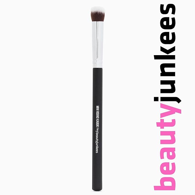 Mineral Powder Eyeshadow Makeup Brush – Small Mini Round Top Kabuki, Synthetic Dome Smudge Eye Shadow Brushes for Blending Smoky Eye, Setting Concealer Liquid Cream Cosmetics, Cruelty Free