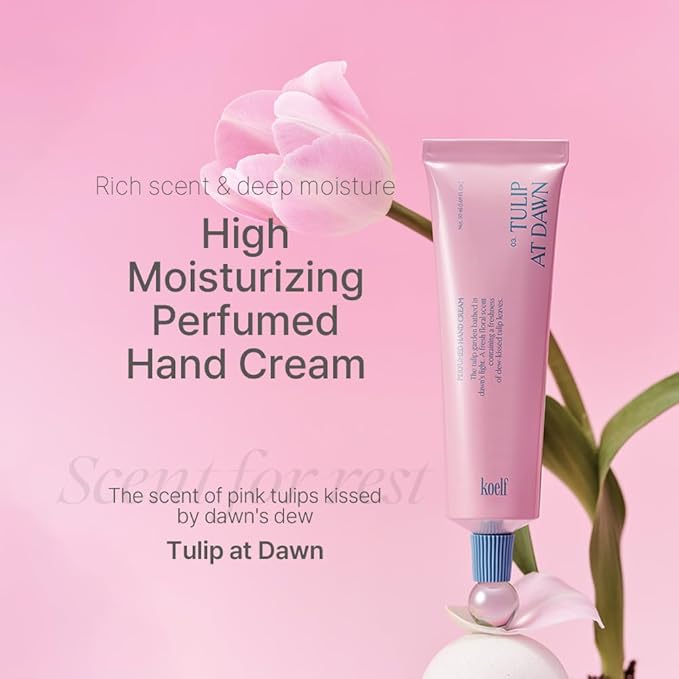 Koelf Perfumed Hand Cream No.3 Tulip At Dawn 50ml (1.69 fl. oz.) - Hand Moisturizer for Dry Skin with Shea Butter, Panthenol, Tulip Scented Deep Nourishing Hand Cream