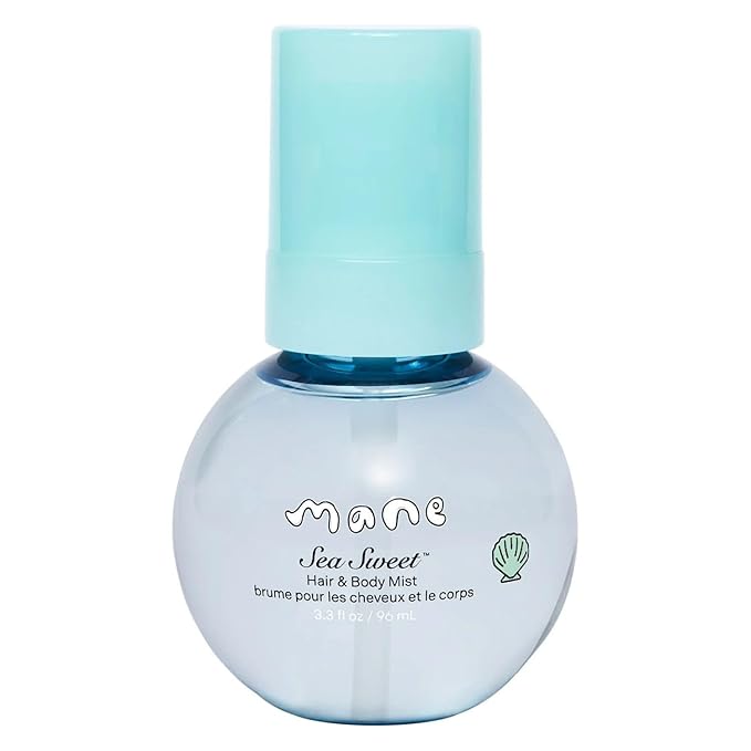 Mane Fruity Fresh Hair and Body Mist - Refreshing Green Apple, Melon, Rose & Musk Body Spray & Hair Perfume - Hydrating & Non-Sticky Formula - Layerable Travel Size Fragrance Mist - Sea Sweet (3.4 oz)