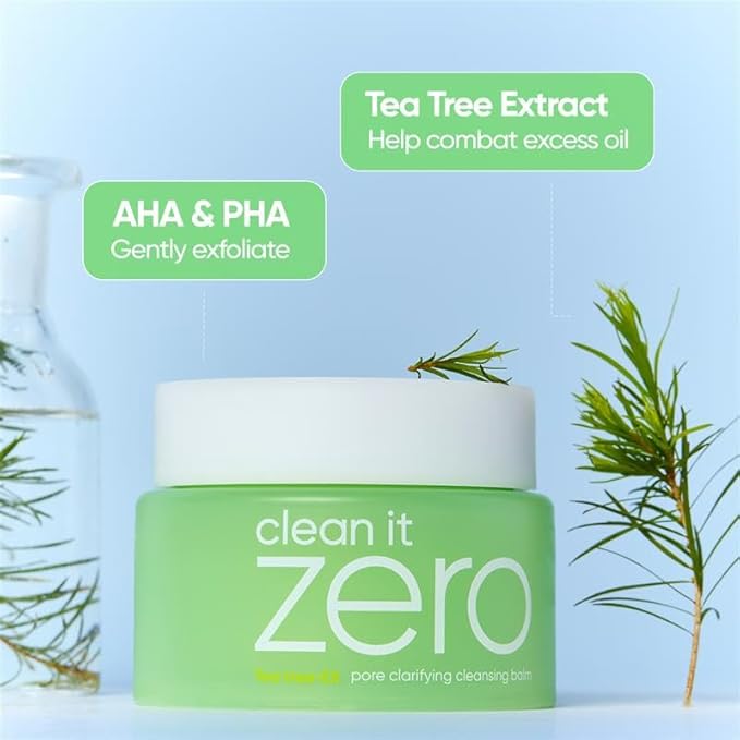 BANILA CO Clean It Zero Pore Clarifying Balm Duo | 180ml + 100ml | Korean Cleansing Balm for Oily & Acne-Prone Skin | AHA-PHA & Tea Tree | Vegan