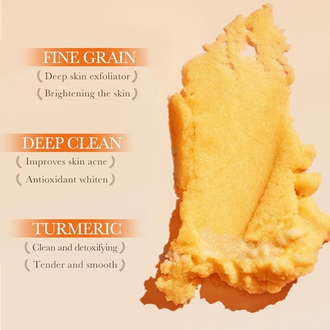 Turmeric Body Scrub, Botanical Skin Cleanser for Dullness & Uneven Tone, Gentle Exfoliating Scrub for Smooth & Glowing Skin Texture, 9.8 oz