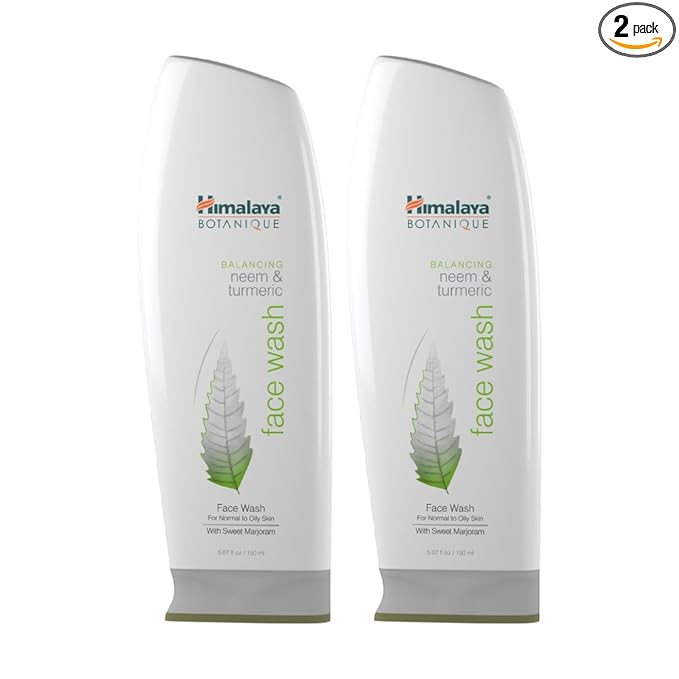 Himalaya Botanique Balancing Neem & Turmeric Face Wash, Dermatologically Tested, Vitamin E, Vegan, Cruelty Free, Paraben Free, SLS Free, 5.07 Fl Oz, 2 Pack