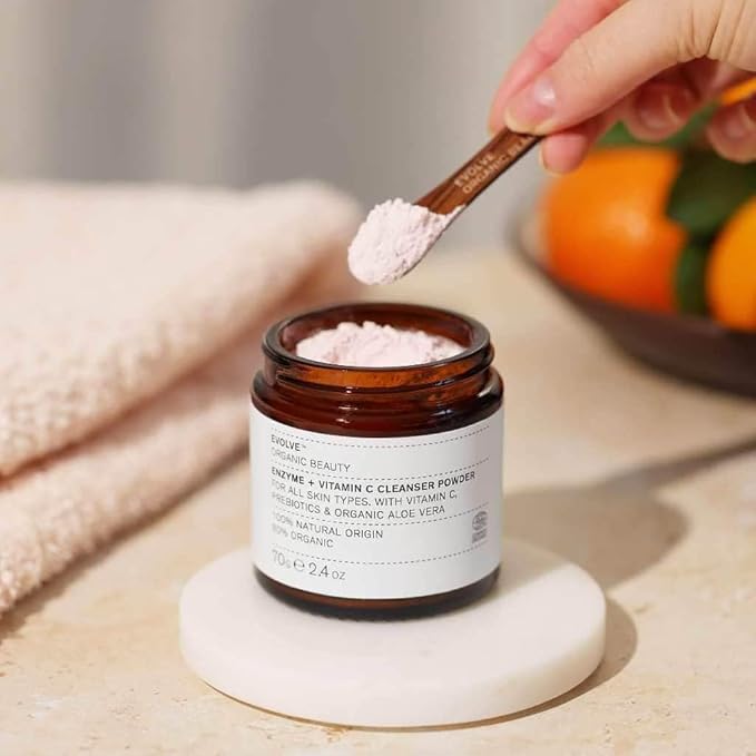 Evolve Organic Beauty - Natural Enzyme + Vitamin C Cleanser Powder | Small Batch, Vegan Clean Beauty (2.4 oz | 70 ml) Packaging May Vary