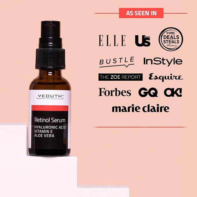 YEOUTH Retinol Serum for Face with Hyaluronic Acid, Vitamin E, and Aloe Vera, Retinol Skin Booster for Women and Men, Gentle Facial Skincare for Smoother-Looking Skin 1 oz