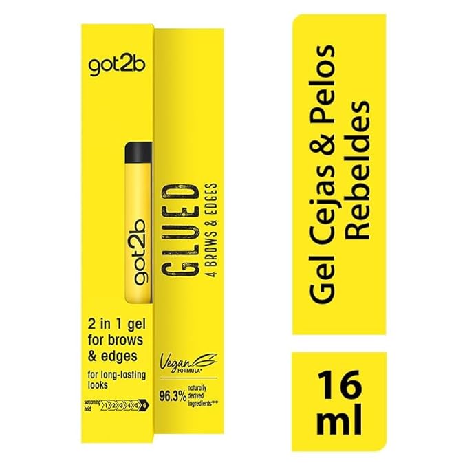 got2b Glued for Brows & Edges 2 in 1 Wand Eyebrow Gel, 72hr Hold, No White Residue or Stickness, Vegan, Silicone Free, Alcohol Free, 16 ml