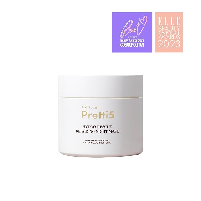 Pretti5 Hydro-Rescue Night Mask 100g – Overnight Sleeping Mask & Barrier Repair for Sensitive Skin – Hydrating Face Cream with Snow fungus & Niacinamide for Soothing – Made in Japan TCM