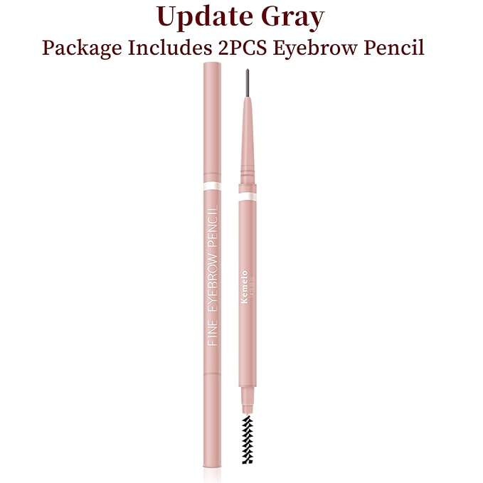 Grey Eyebrow Pencil,2Pcs Professional Micro Brow Pencil with Spoolie Brush,Longwearing Waterproof Eyebrow Pencil,Eye Brow Pencils for Women and Older Women (Update Gray)