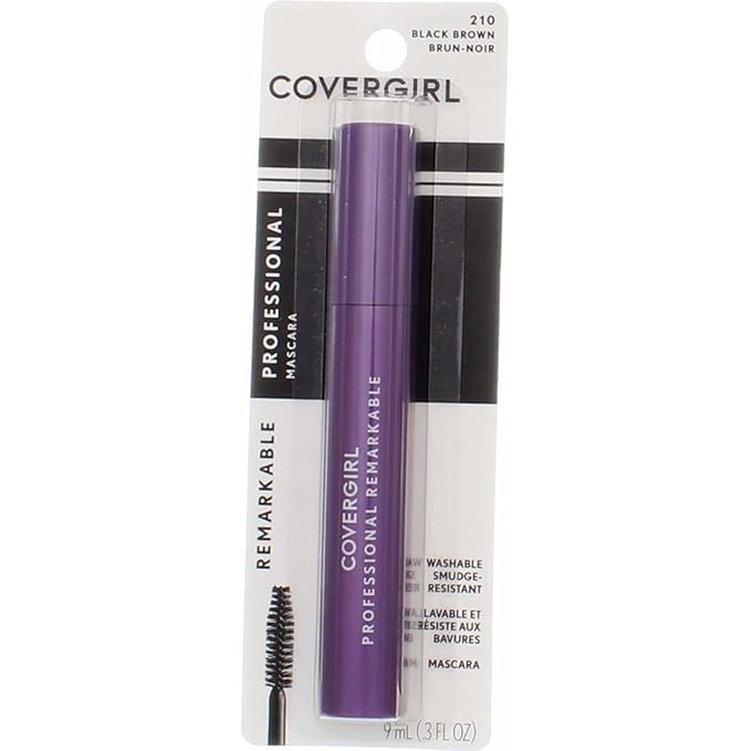 CoverGirl Professional Remarkable Washable Mascara, Black Brown [210] 0.30 oz (Pack of 4)
