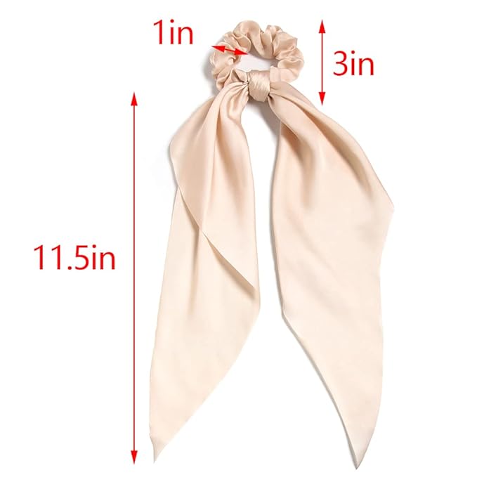 Hair Scarf Scrunchies for Women, LFOUVRE Scarf Scrunchies, 2pcs Knotted Scarf Hair Ties for Girls,Silky Satin Hair Scarf Headband, Elastic Hair Bands Ribbon Scrunchy, Ponytail Holder Hair Accessories