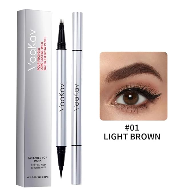 Eyebrow Pencils for Women Waterproof, Eyebrow Pencil & Eyebrow Pen 2 in 1, Long Lasting Brow Pencil, Natural Hair Like Eye Brow Pencil, Brown Eyebrow Pencil (01 LIGHT BROWNS)