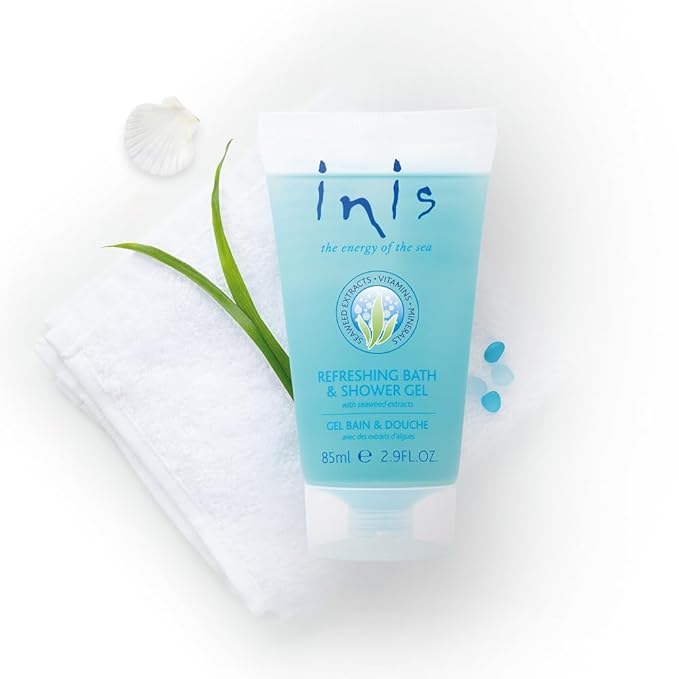 Inis the Energy of the Sea - Refreshing Bath and Shower Gel, Travel Size Body Wash for Women and Men, Mini Sulfate Free Body Wash with Seaweed and Sea Minerals, Clean Ocean Fresh Scent, 2.9 fl oz