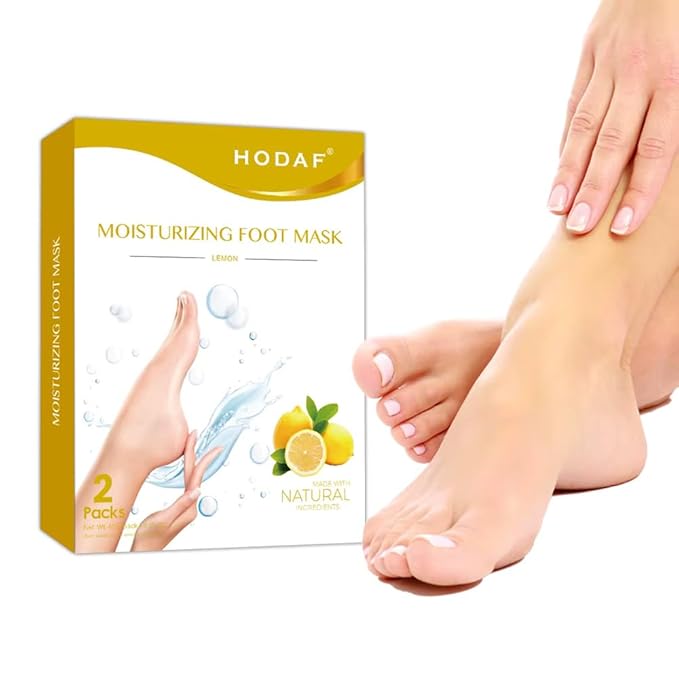 HODAF Foot Peel Mask 2 Pack Peeling Foot Mask - Repairs Heels & Removes Dry Dead Skin Baby Soft Feet - Men Women Exfoliating Foot Peel Mask for Dry Cracked Feet Callous Remove (Lemon)