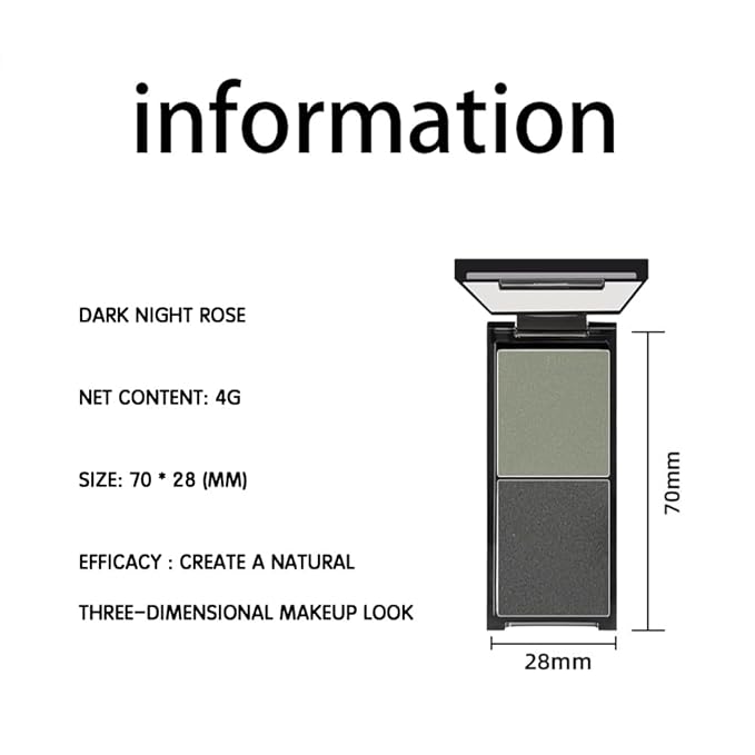 Olive Green & Charcoal Gray Matte Duo Eyeshadow Palette, 2 Color Green Smokey Eye Shadow, Smooth Blendable Long Lasting Mini Travel Eyeshadow Palette for Natural Glam Looks 3#