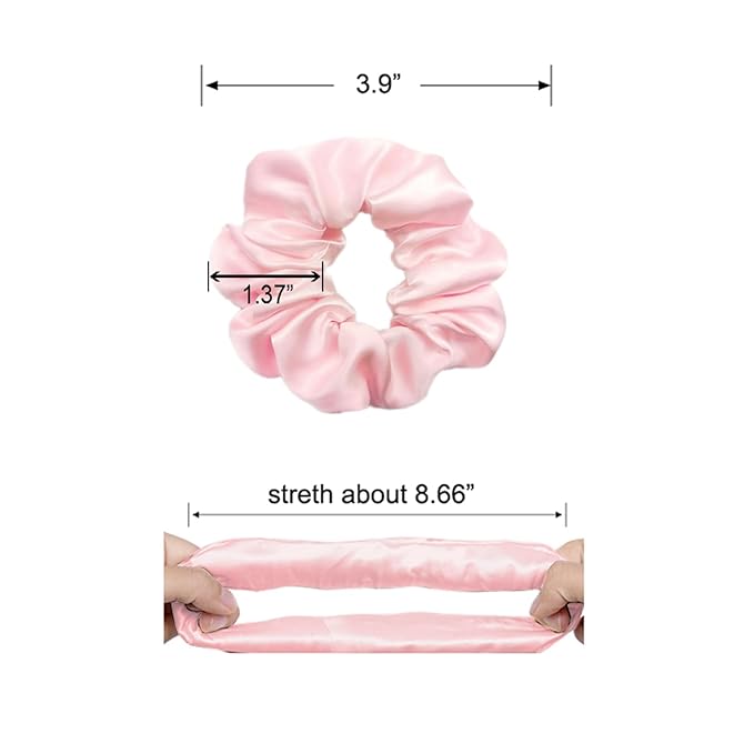 SALE!! Mulberry Silk Scrunchies and Hair Ties - 16 Momme Silk for Sleep, for Women with Curly, Thick, or Thin Hair (2, 12 Pink & Blue)