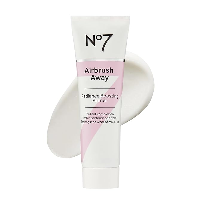 No7 Airbrush Away Radiance Boosting Foundation Primer - Illuminating Glow Primer for Seamless Makeup Application - Leaves Skin Dewy, Smooth & Radiant - Extends Makeup Wear (30ml)