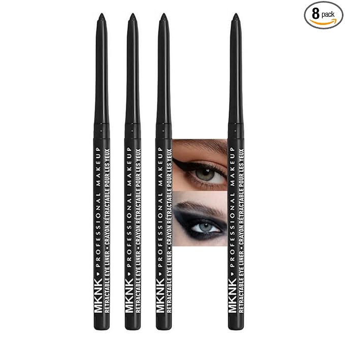 4Pcs Retractable Creamy Eyeliner & Eyeshadow Sticks for Women, Black White Brown Blue Purple Green Gray Colors, Ultra Pigmented Eye Pencils, Matte Satin Finish,Vegan,Cruelty-Free (4 Pcs: 02# Black)