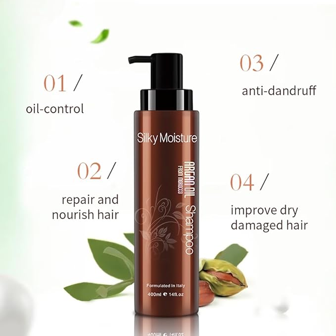 Moisturizing Organic Sulfate Free Moroccan Argan Oil Shampoo and Conditioner Set - Smooth Shampoo and Conditioner Sets,Color Safe Treatment, Repairing For Dry, Damaged, Frizzy