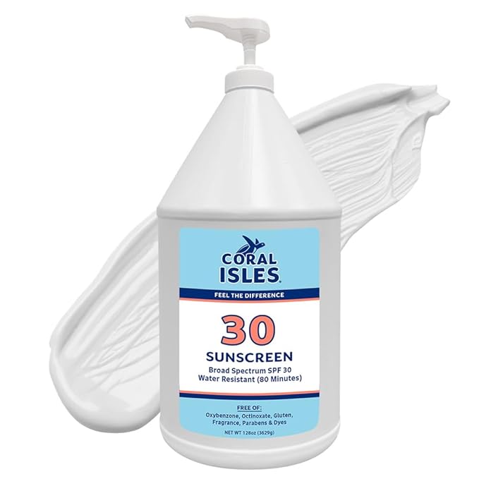 Coral Isles by Rocky Mountain Sunscreen | SPF 30 Lotion | Broad Spectrum UVA/UVB Protection | Hawaii Reef-Safe Act Compliant | Oxybenzone & Octinoxate Free | Water Resistant 80 Min. | 128 Fl Oz