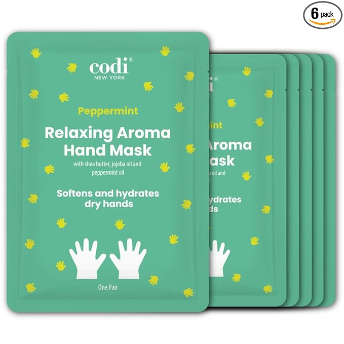 Relaxing Aroma Hand Mask, Home Spa Moisturizing Hand Gloves, 6 Pairs, For Dry Rough Hands, Hydrating Hand Treatment, Made in Korea (Peppermint)