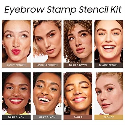 Eyebrow Stamp Stencil Kit - One-Step Eye Brow Stencil Kit with 24 Reusable Thin & Thick Eyebrow Stencils, Long-Lasting Waterproof & Smudge-Proof Brow Stamp Kit for Perfect Eye Makeup (Dark Brown)