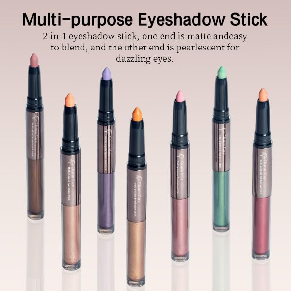 2-in-1 Eye Shadow & Liquid Eyeshadow, Waterproof Cream Eye Makeup Crayon Long Lasting Shimmer Glitter Gold Eye Brightener for Mature Women(05 PINK)