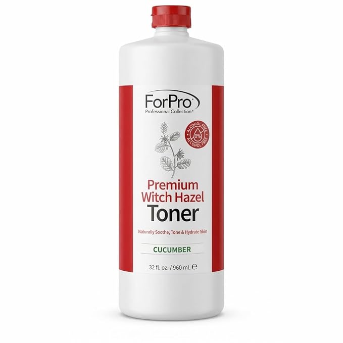ForPro Witch Hazel Facial Toner, Cucumber Scent, 32 Fl Oz, Alcohol-Free with Aloe Vera & Glycerin, Pore Minimizing Hydrating Astringent for Sensitive Skin, Vegan & Cruelty-Free