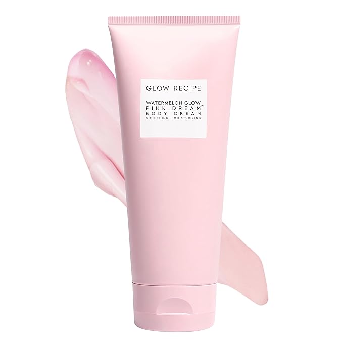 Glow Recipe Watermelon Glow Pink Dream Body Cream - Hyaluronic Acid for Skin Barrier Repair - Non Greasy Body Cream Brightening Moisturizer with Watermelon Seed Butter + AHA's (200ml)
