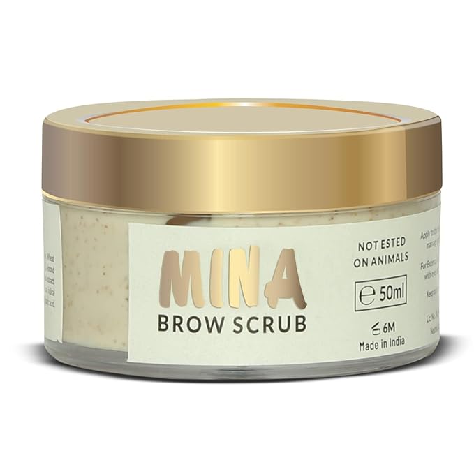 MINA Brow Scrub | For Long-Lasting Henna Or Tint | Natural Extracts Gently Exfoliate The Skin | Prepare The Area For Henna Or Tint 50ml | Organic Brow Scrubber for Tinting Process