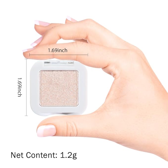 Pear White Glitter Eyeshadow Palette Single, Pearl Shimmer Sparkle Cream Eye Shadow Palette Makeup for Older Women, Brightener High Pigment Long Lasting Monochrome Mini Eyeshadow