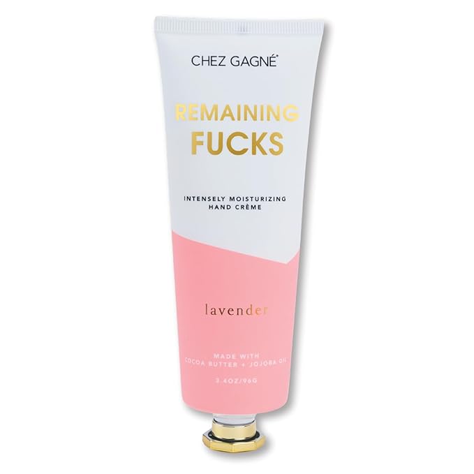Chez Gagné Vegan Hand Cream for Dry Hands - Remaining Fucks - Lavender 3.4oz Non-Greasy Moisturizing Hand Lotion - Made in California - Paraben, Sulfate & Phthalate Free - Funny Gift